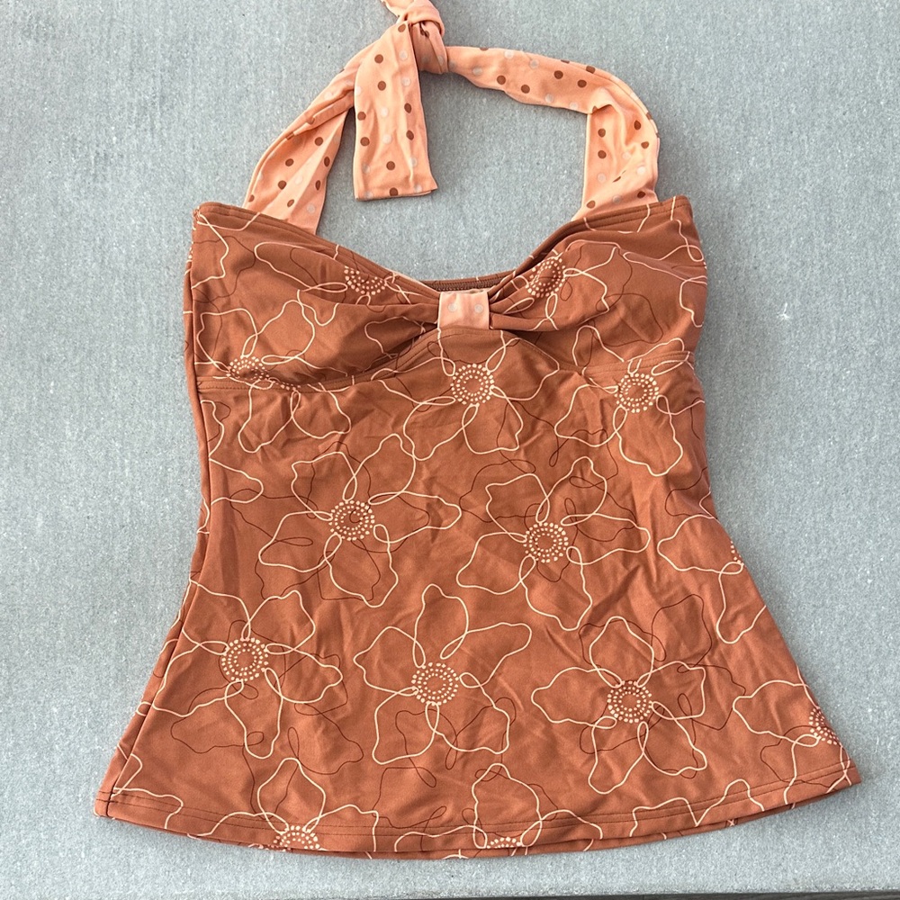 DownEast Rust Floral Swim Camisole